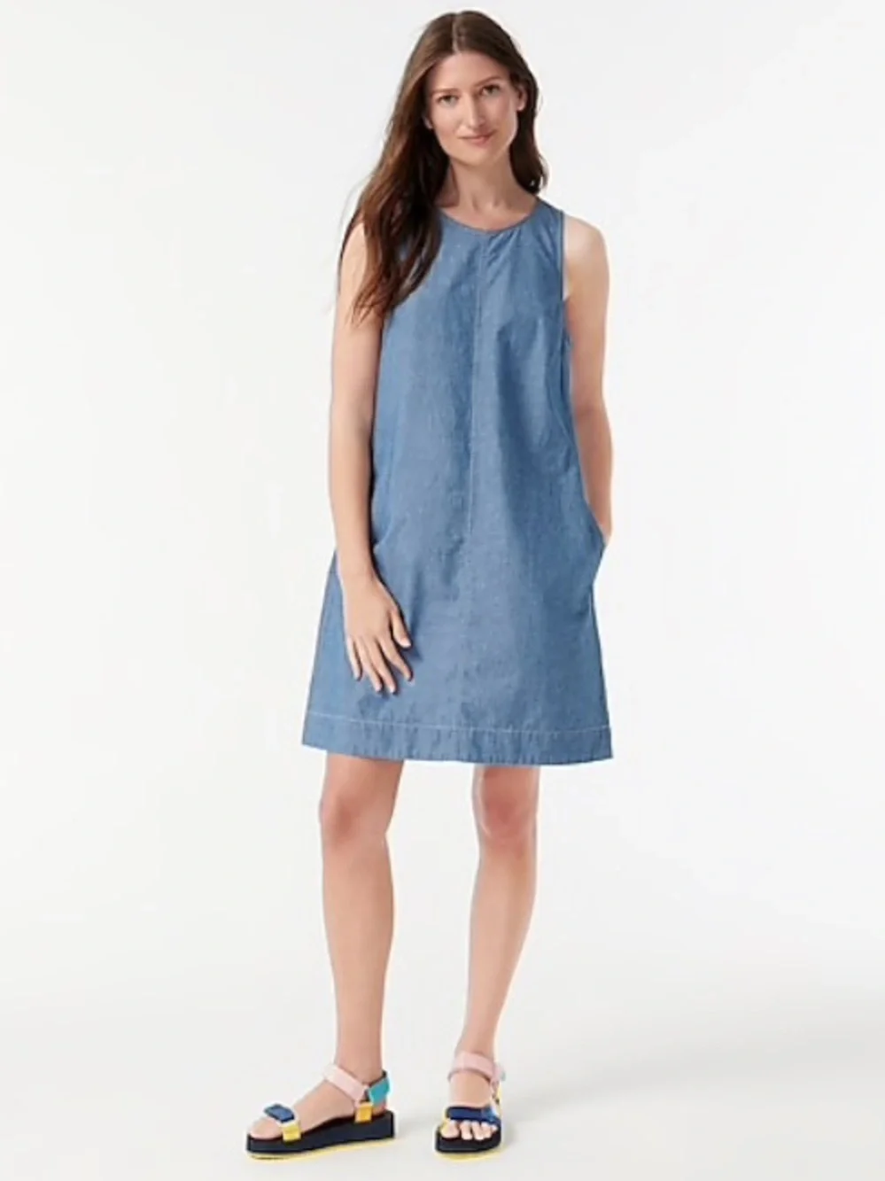 J. Crew Button Back Chambray Shift Dress NWOT